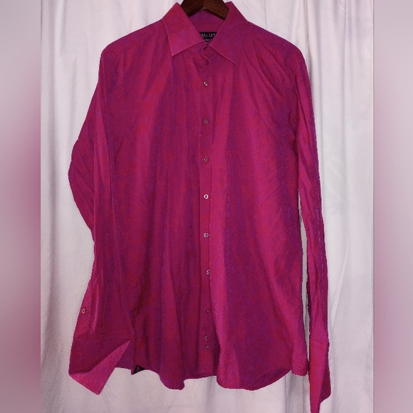 16 1/2 Cufflink Paisley Fuchsia Purple Alexandre Saville Row Button Dress Shirt - Picture 1 of 10